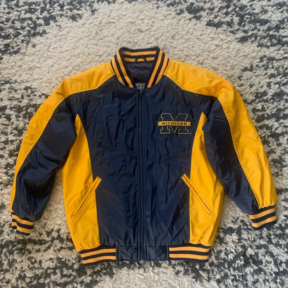 Michigan Varsity Jacket in Navy and Yellow